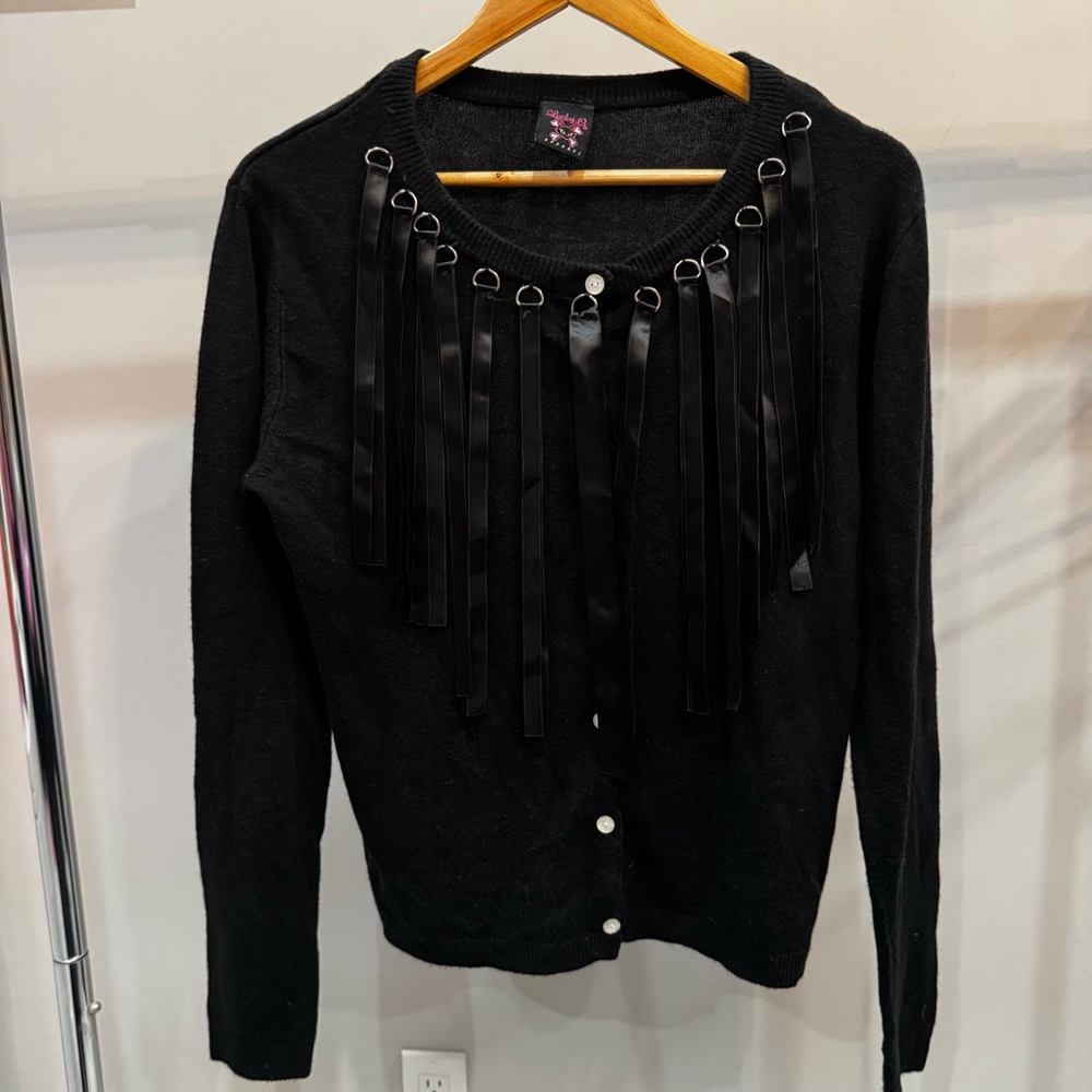 Lucky 13 Apparel Black Ribbon Cardigan, Deadstock! Sz L